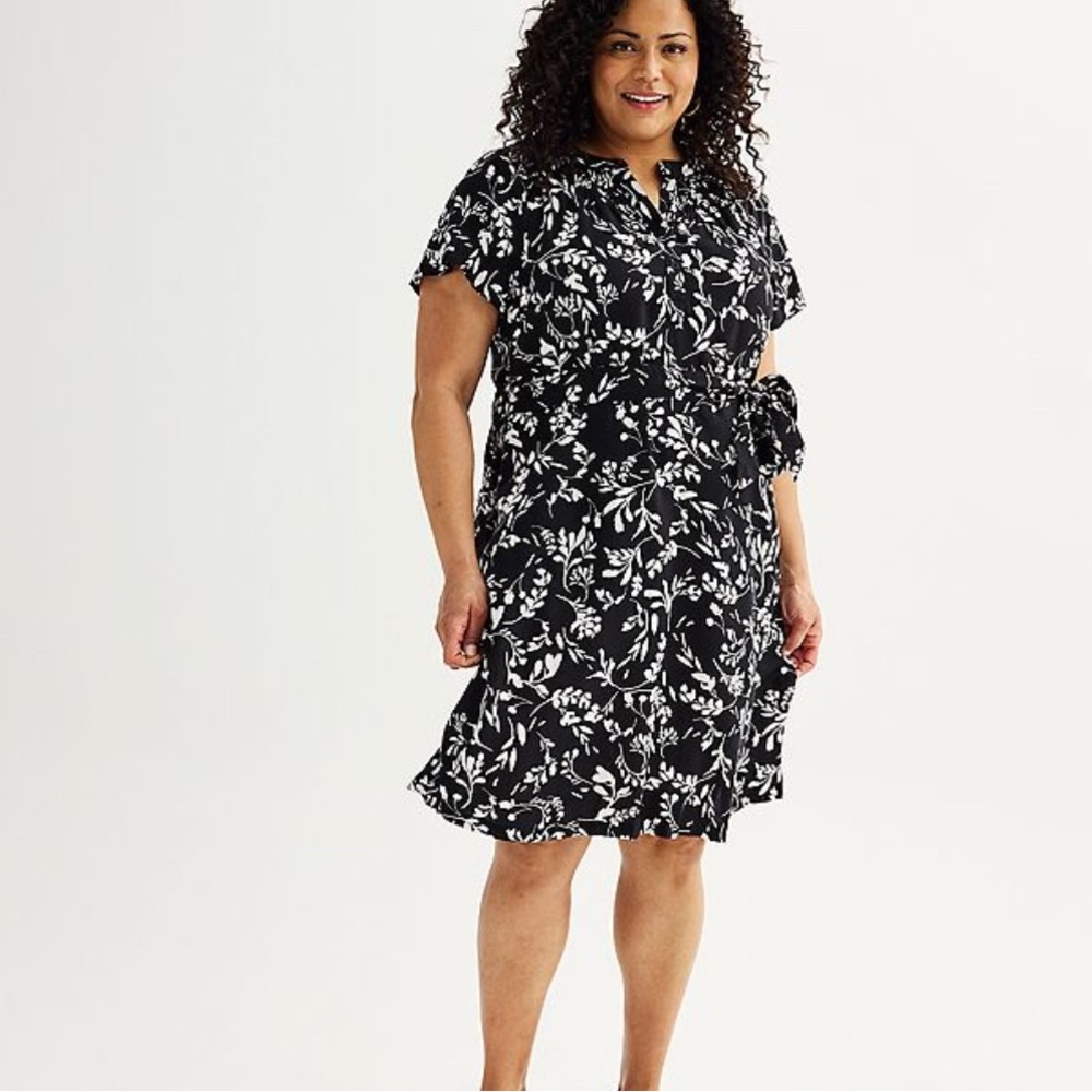 New Croft & Barrow Black and White Asymmetrical Dress‎ XL